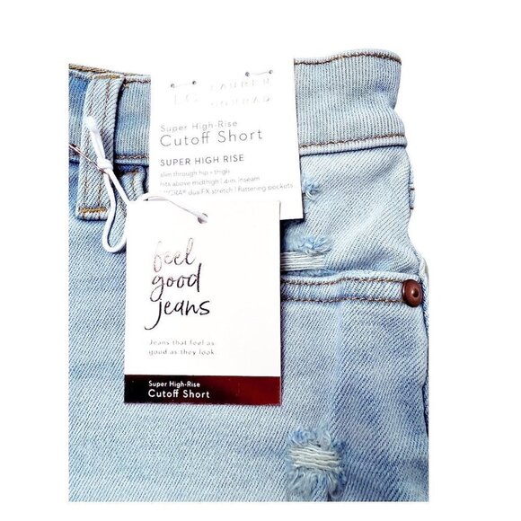 LC Lauren Conrad Womens High Rise Button Fly Cut Off Jean Shorts Sz 8 New - Picture 7 of 10